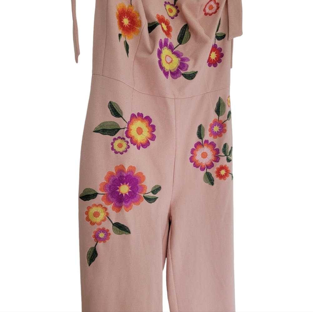 Guaraxez Exitosa Rose Jumpsuit Wide Leg Embroidered Romper Pink Boho Wom… - Picture 7 of 17